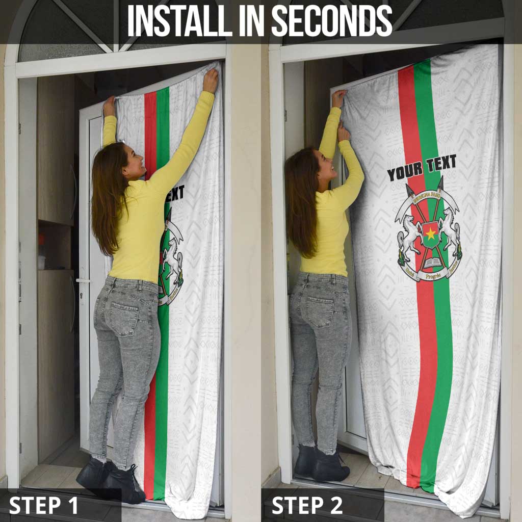 Personalized Burkina Faso Striped Door Cover African Mud Cloth Pattern - White - Wonder Print Shop