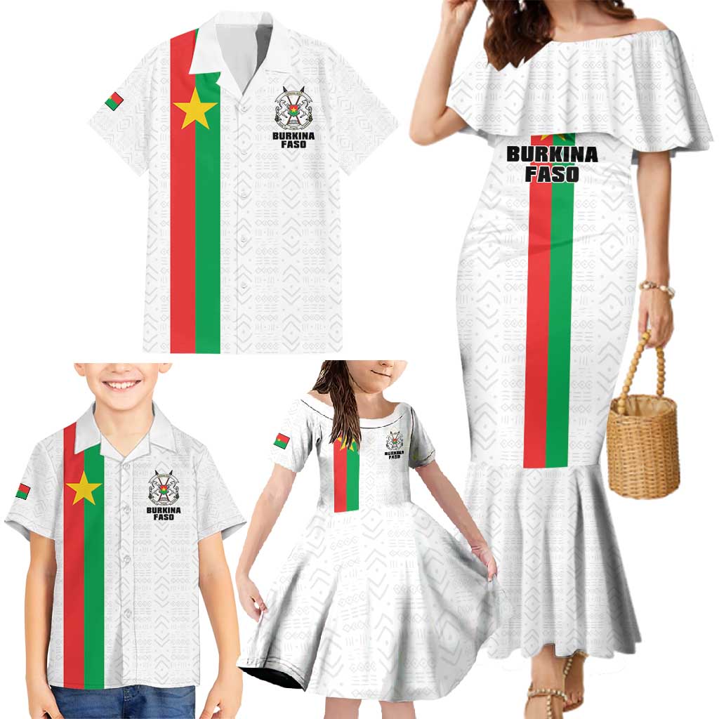 Personalized Burkina Faso Striped Family Matching Mermaid Dress and Hawaiian Shirt African Mud Cloth Pattern - White - Wonder Print Shop