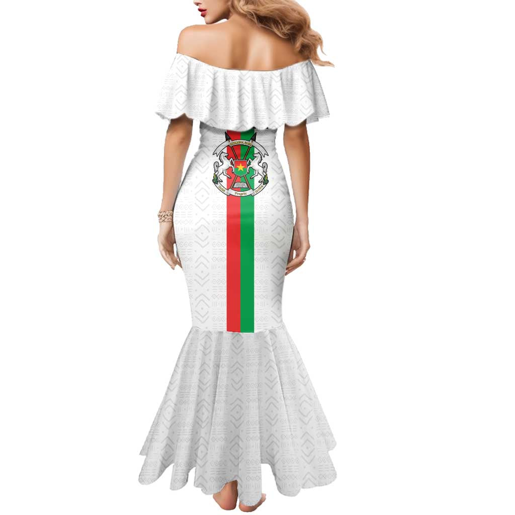 Personalized Burkina Faso Striped Family Matching Mermaid Dress and Hawaiian Shirt African Mud Cloth Pattern - White - Wonder Print Shop