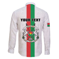 Personalized Burkina Faso Striped Family Matching Off The Shoulder Long Sleeve Dress and Hawaiian Shirt African Mud Cloth Pattern - White - Wonder Print Shop