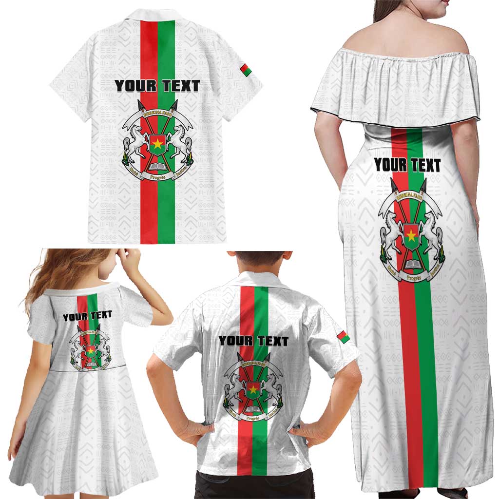 Personalized Burkina Faso Striped Family Matching Off Shoulder Maxi Dress and Hawaiian Shirt African Mud Cloth Pattern - White - Wonder Print Shop