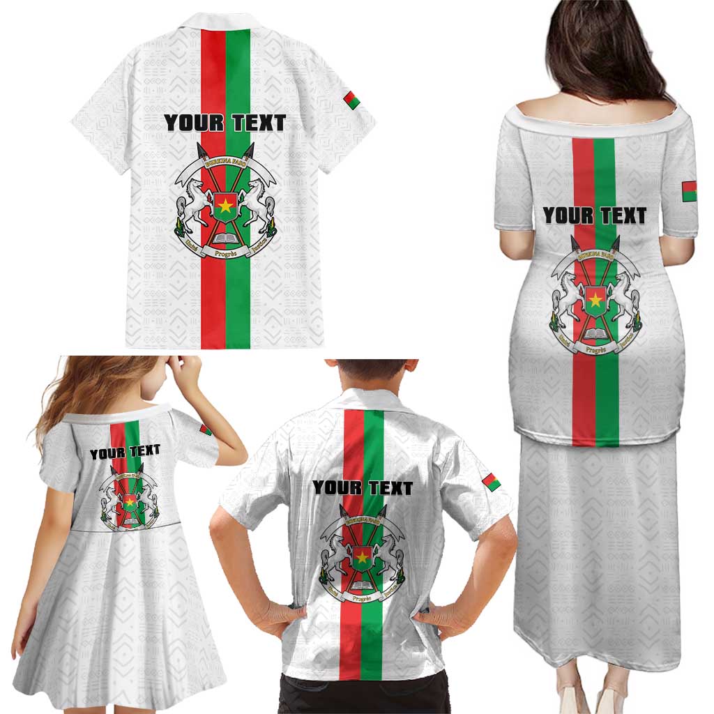 Personalized Burkina Faso Striped Family Matching Puletasi and Hawaiian Shirt African Mud Cloth Pattern - White - Wonder Print Shop