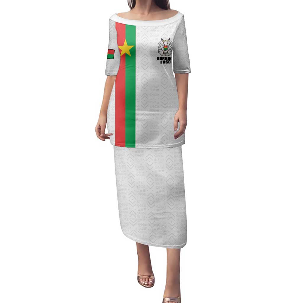 Personalized Burkina Faso Striped Family Matching Puletasi and Hawaiian Shirt African Mud Cloth Pattern - White - Wonder Print Shop
