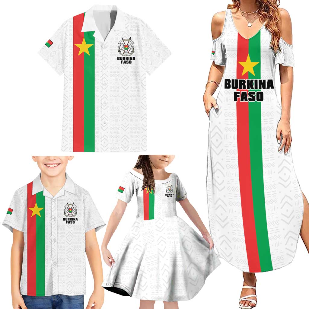 Personalized Burkina Faso Striped Family Matching Summer Maxi Dress and Hawaiian Shirt African Mud Cloth Pattern - White - Wonder Print Shop