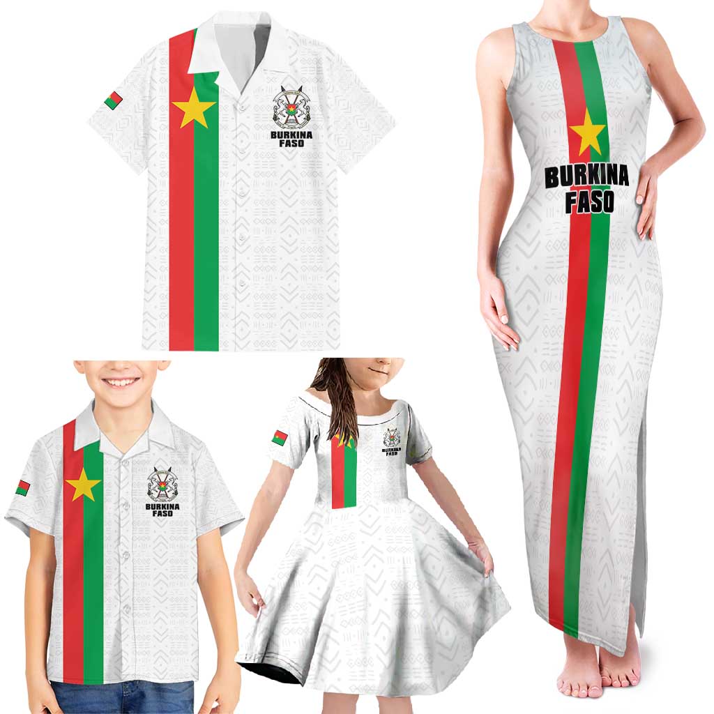 Personalized Burkina Faso Striped Family Matching Tank Maxi Dress and Hawaiian Shirt African Mud Cloth Pattern - White - Wonder Print Shop