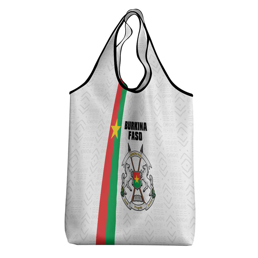 Burkina Faso Striped Grocery Bag African Mud Cloth Pattern - White - Wonder Print Shop