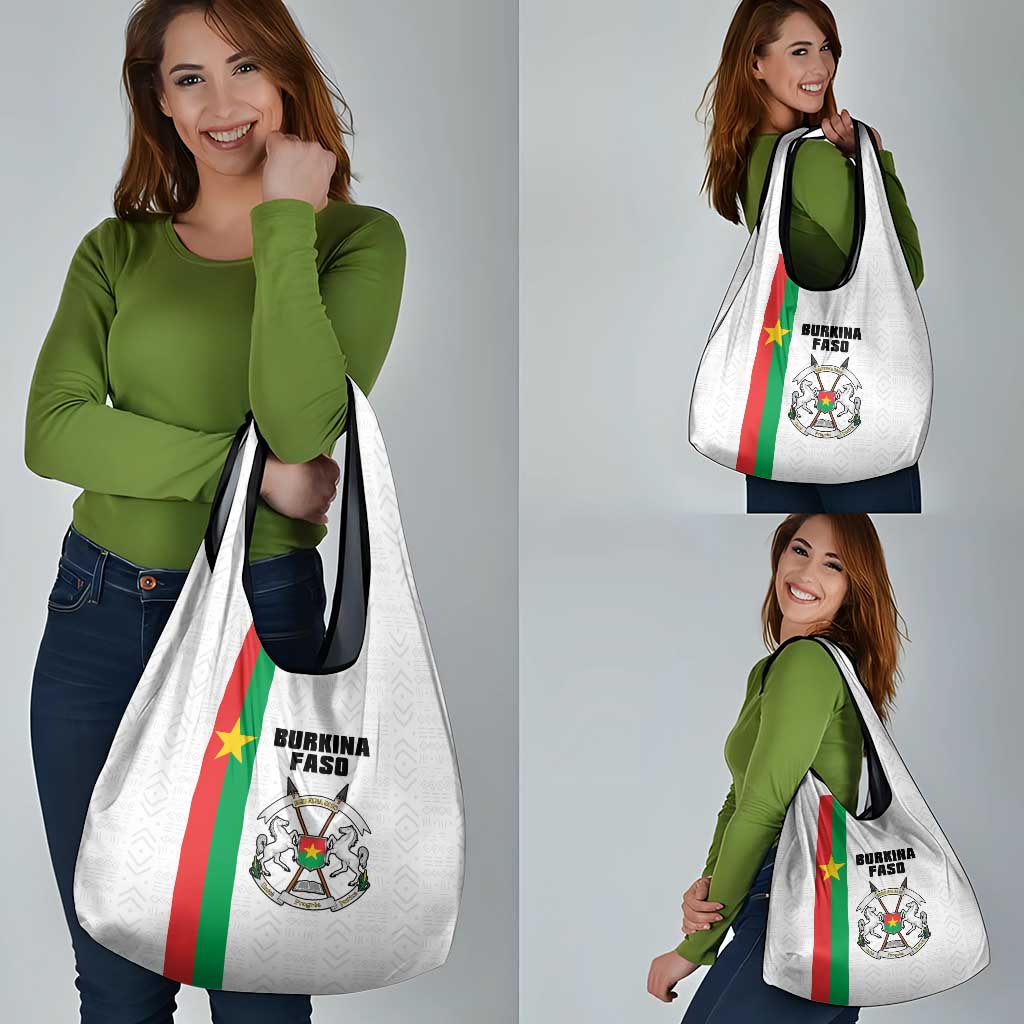 Burkina Faso Striped Grocery Bag African Mud Cloth Pattern - White - Wonder Print Shop