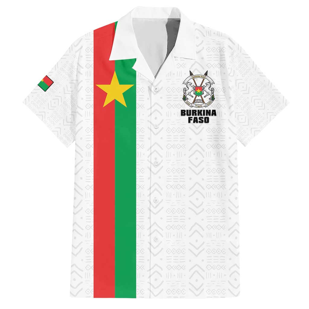 Personalized Burkina Faso Striped Hawaiian Shirt African Mud Cloth Pattern - White - Wonder Print Shop