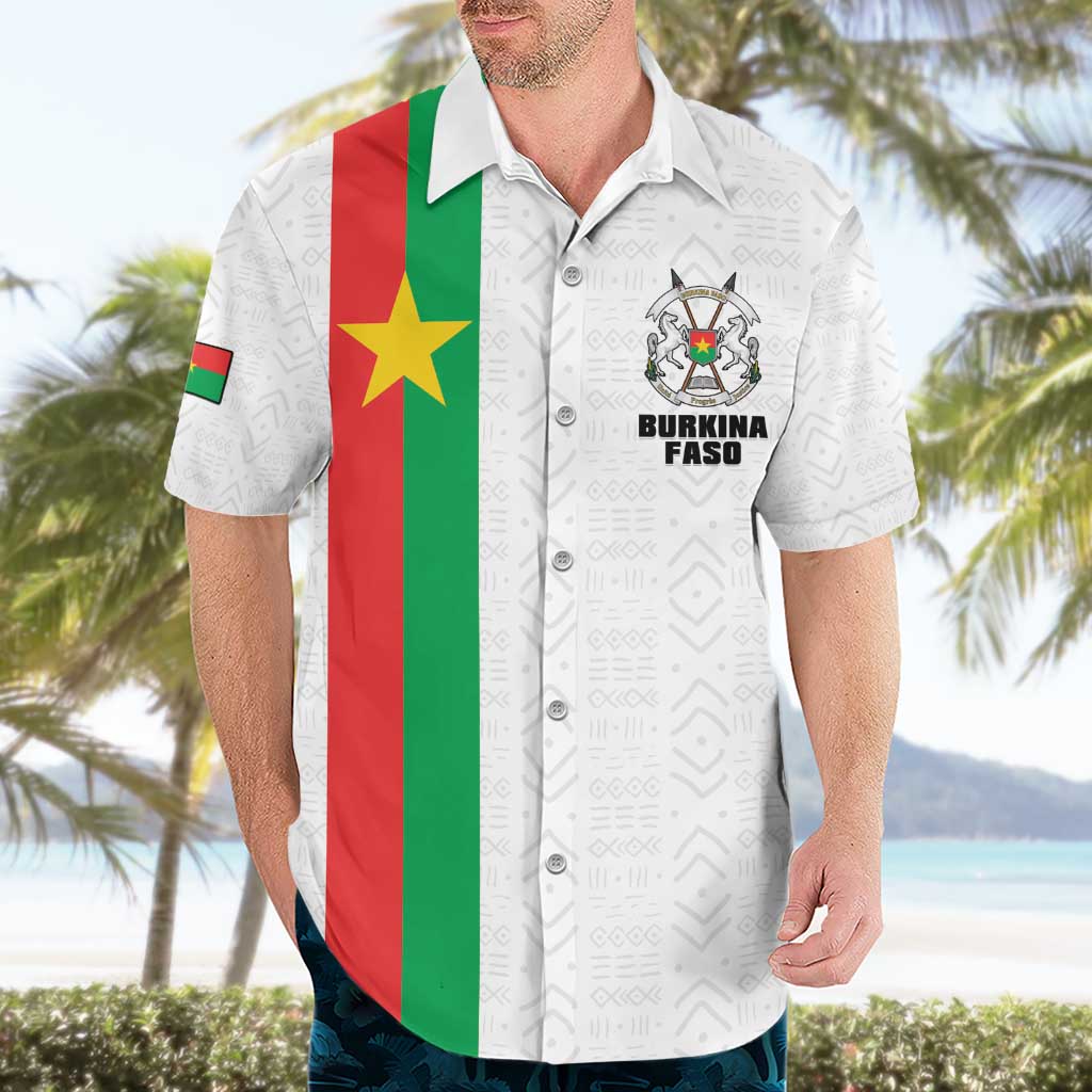Personalized Burkina Faso Striped Hawaiian Shirt African Mud Cloth Pattern - White - Wonder Print Shop