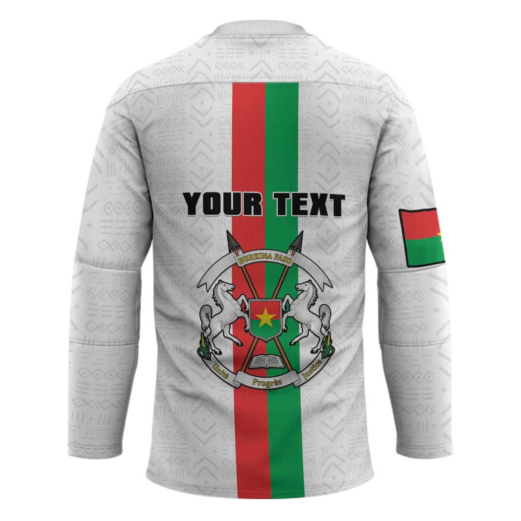 Personalized Burkina Faso Striped Hockey Jersey African Mud Cloth Pattern - White - Wonder Print Shop