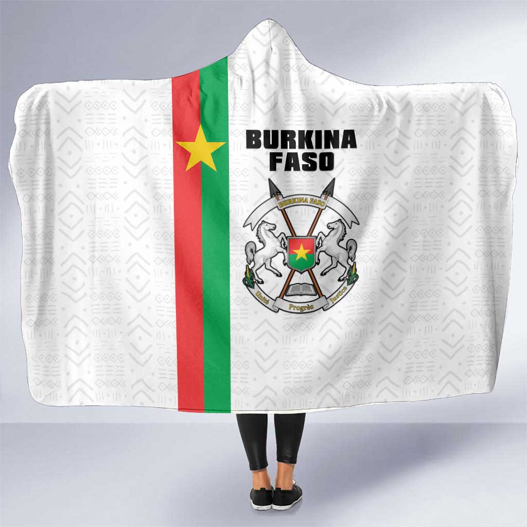 Burkina Faso Striped Hooded Blanket African Mud Cloth Pattern - White - Wonder Print Shop