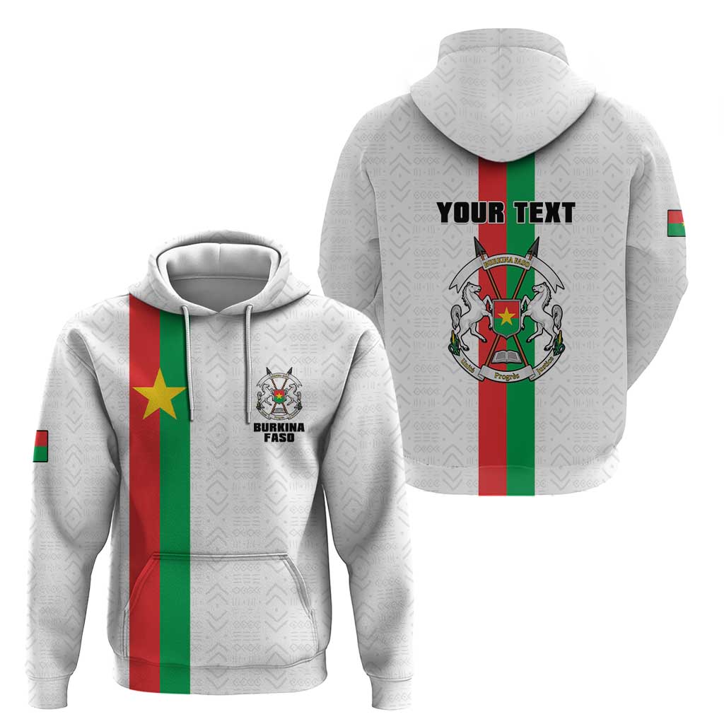 Personalized Burkina Faso Striped Hoodie African Mud Cloth Pattern - White - Wonder Print Shop