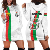 Personalized Burkina Faso Striped Hoodie Dress African Mud Cloth Pattern - White - Wonder Print Shop
