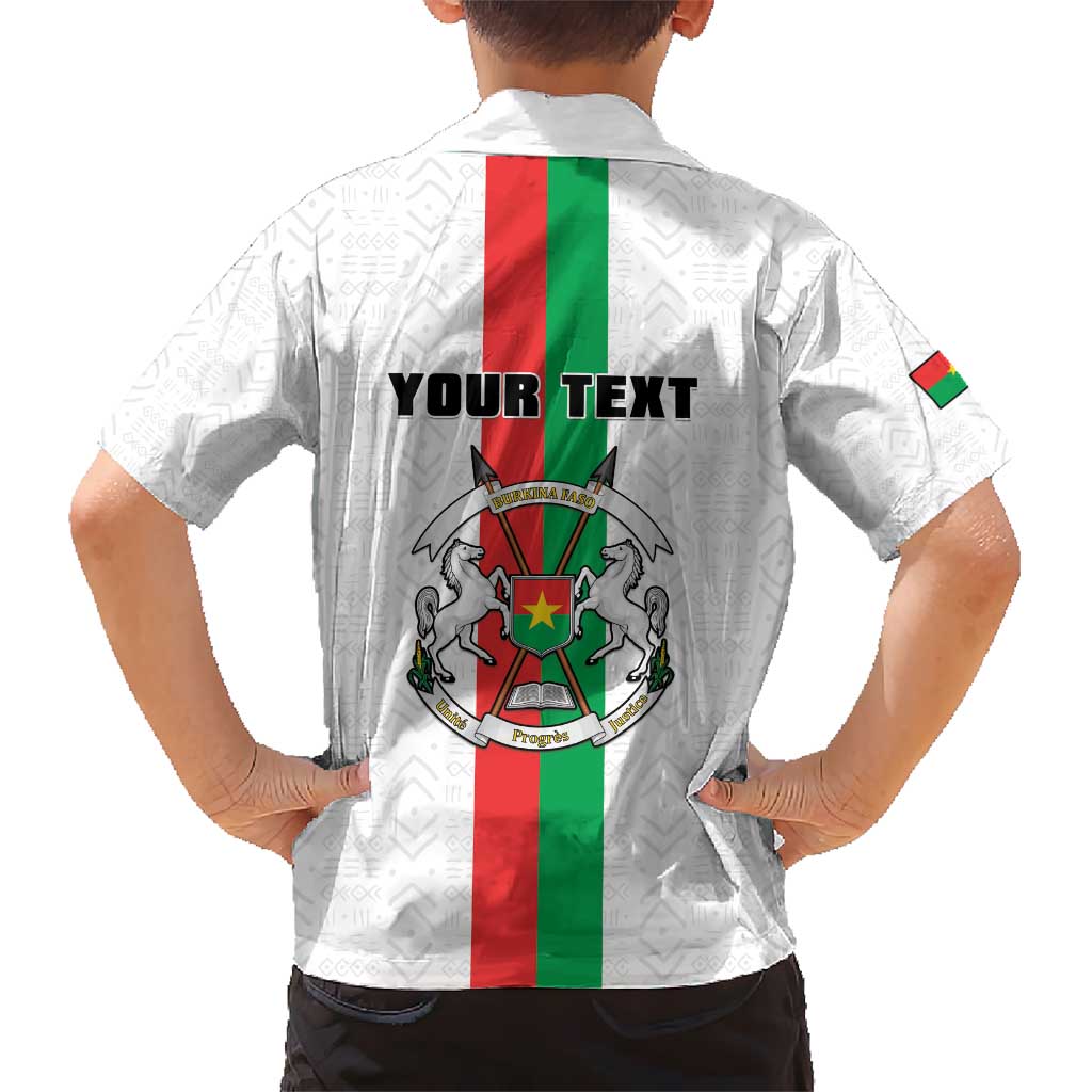 Personalized Burkina Faso Striped Kid Hawaiian Shirt African Mud Cloth Pattern - White - Wonder Print Shop