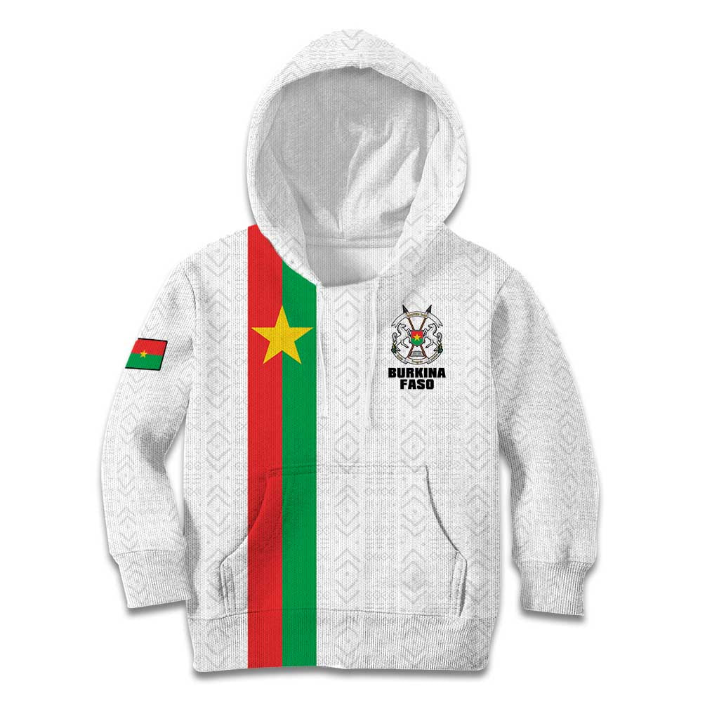 Personalized Burkina Faso Striped Kid Hoodie African Mud Cloth Pattern - White - Wonder Print Shop