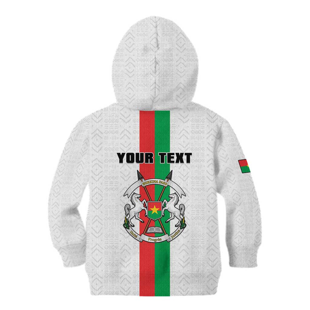 Personalized Burkina Faso Striped Kid Hoodie African Mud Cloth Pattern - White - Wonder Print Shop