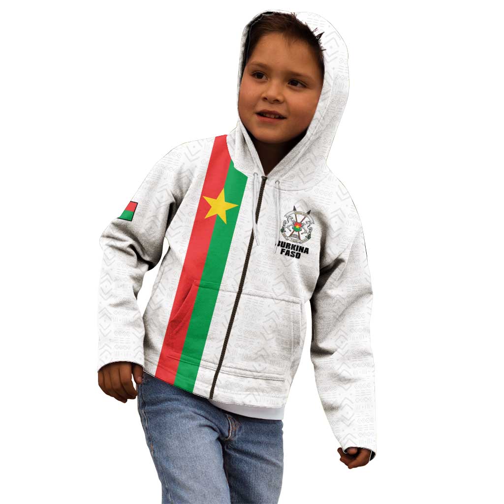 Personalized Burkina Faso Striped Kid Hoodie African Mud Cloth Pattern - White - Wonder Print Shop