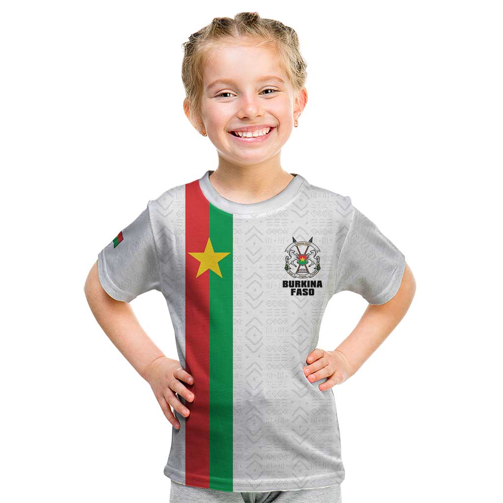 Personalized Burkina Faso Striped Kid T Shirt African Mud Cloth Pattern - White - Wonder Print Shop