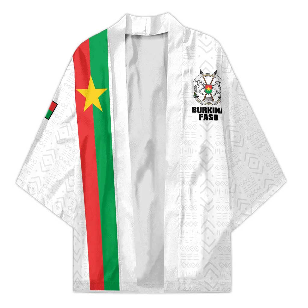 Personalized Burkina Faso Striped Kimono African Mud Cloth Pattern - White - Wonder Print Shop