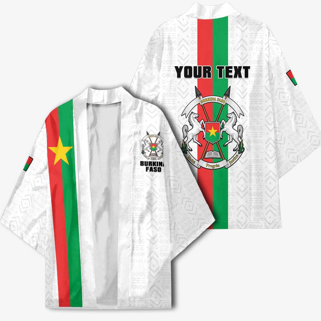 Personalized Burkina Faso Striped Kimono African Mud Cloth Pattern - White - Wonder Print Shop