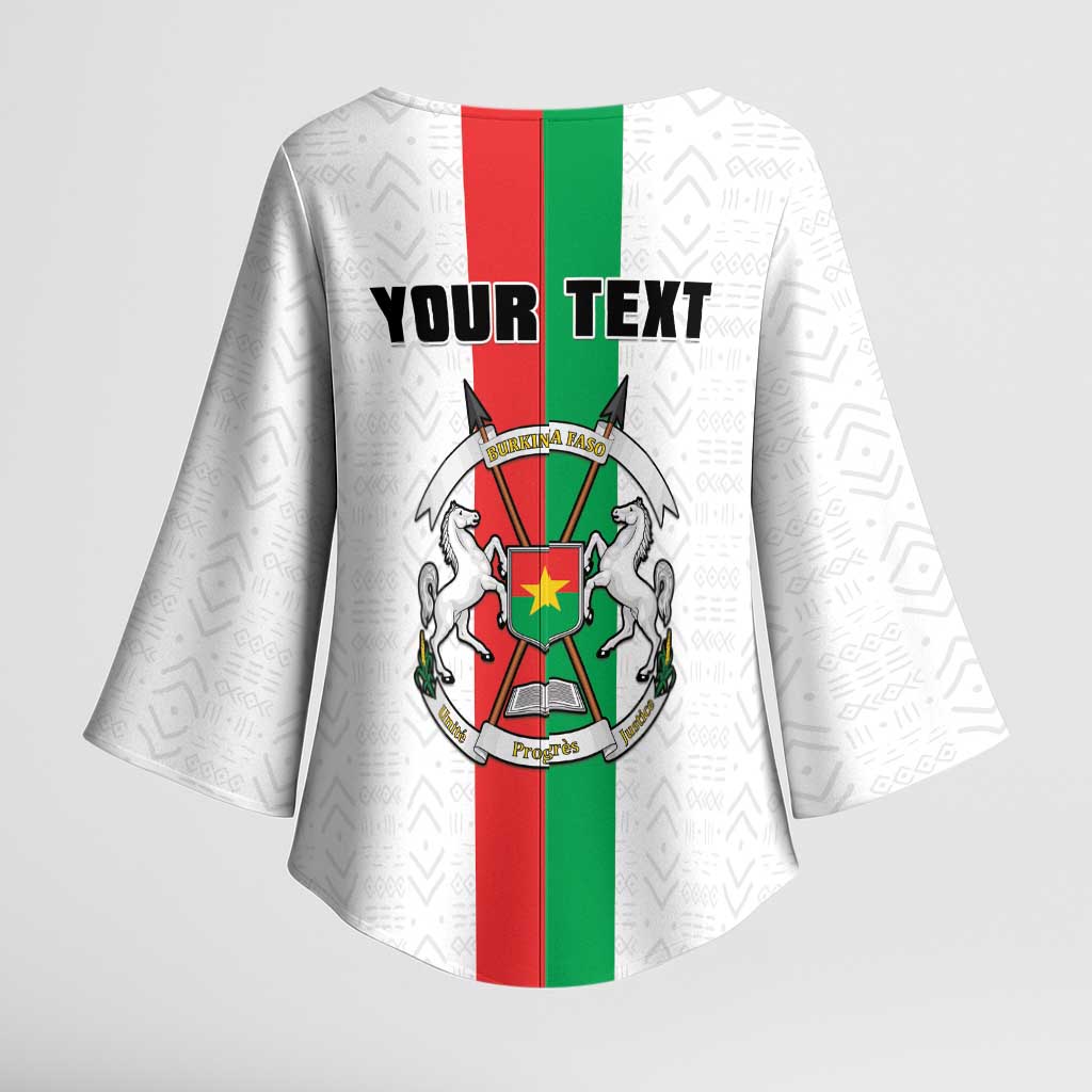 Personalized Burkina Faso Striped Kimono Sleeve Blouse African Mud Cloth Pattern - White - Wonder Print Shop