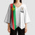 Personalized Burkina Faso Striped Kimono Sleeve Blouse African Mud Cloth Pattern - White - Wonder Print Shop