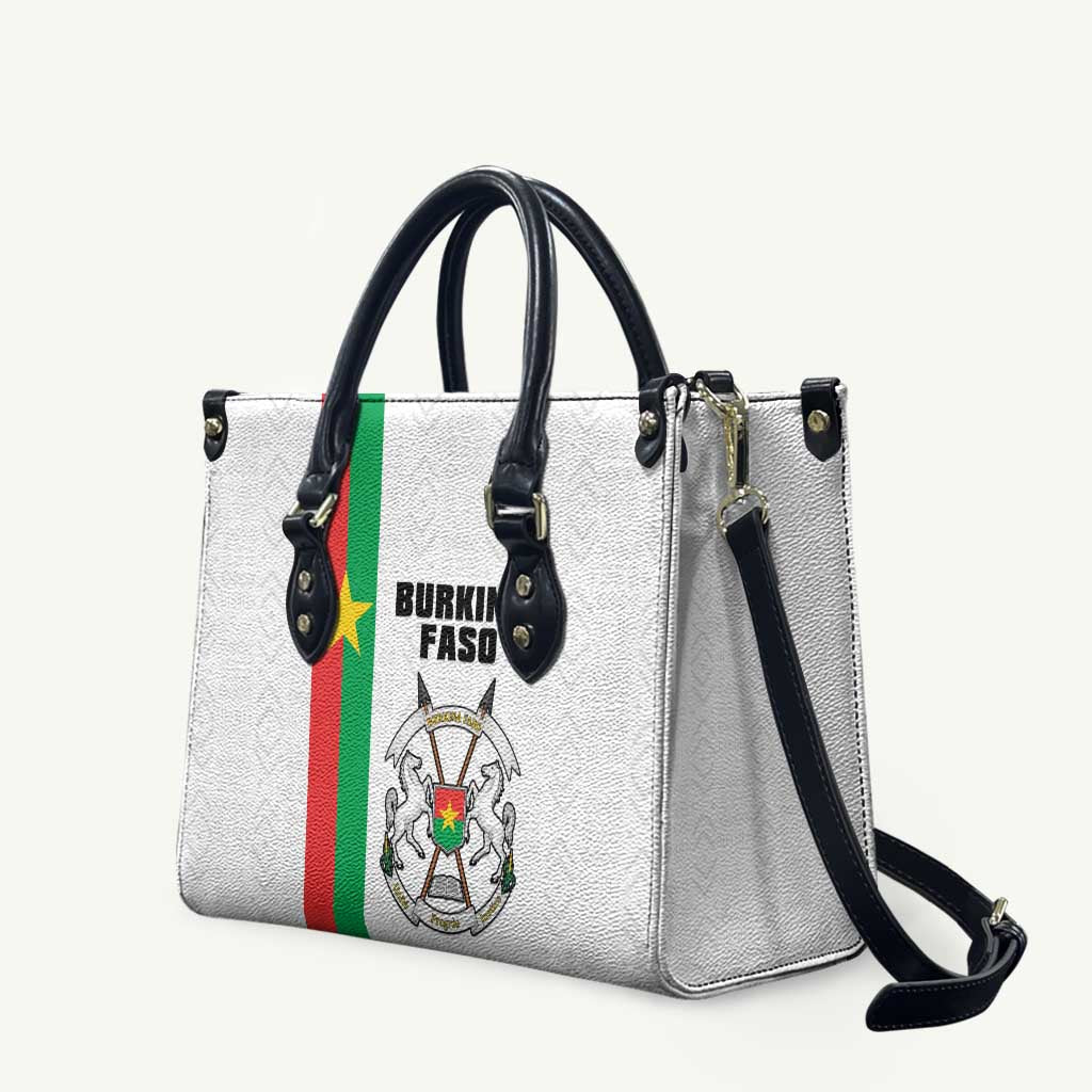 Burkina Faso Striped Leather Bag African Mud Cloth Pattern - White - Wonder Print Shop