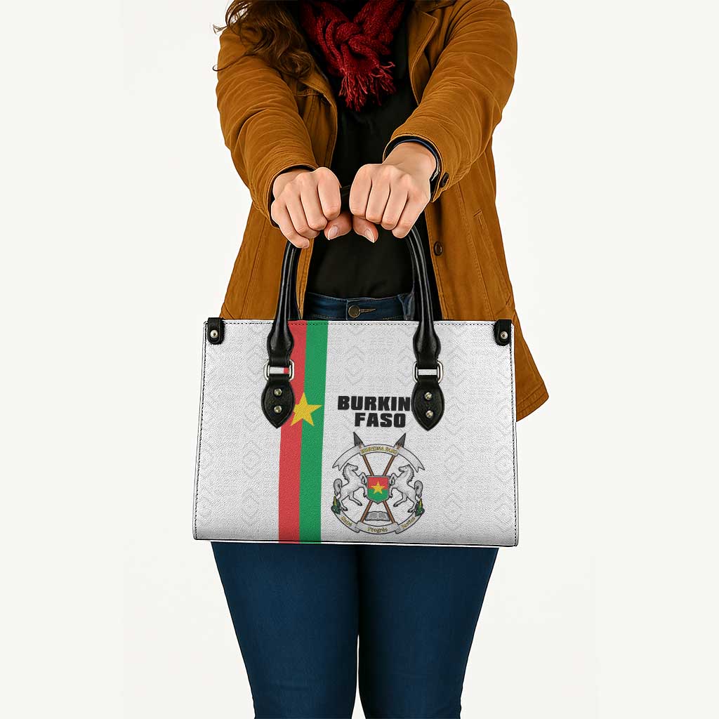 Burkina Faso Striped Leather Bag African Mud Cloth Pattern - White - Wonder Print Shop