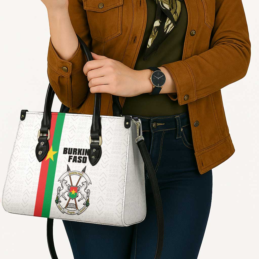 Burkina Faso Striped Leather Bag African Mud Cloth Pattern - White - Wonder Print Shop
