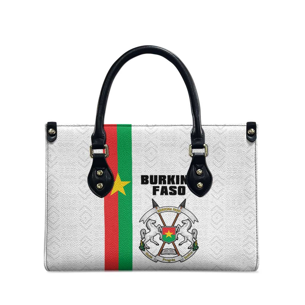 Burkina Faso Striped Leather Bag African Mud Cloth Pattern - White - Wonder Print Shop