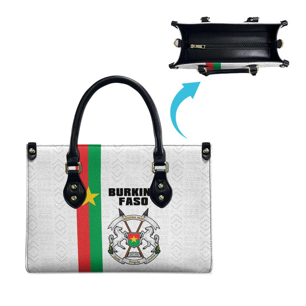 Burkina Faso Striped Leather Bag African Mud Cloth Pattern - White - Wonder Print Shop