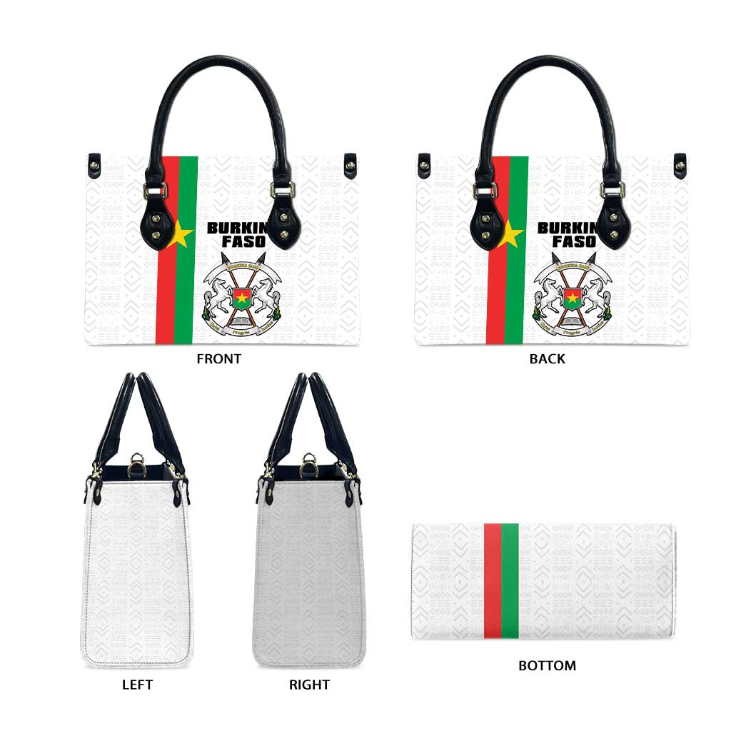 Burkina Faso Striped Leather Bag African Mud Cloth Pattern - White - Wonder Print Shop