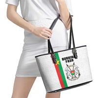 Burkina Faso Striped Leather Tote Bag African Mud Cloth Pattern - White - Wonder Print Shop