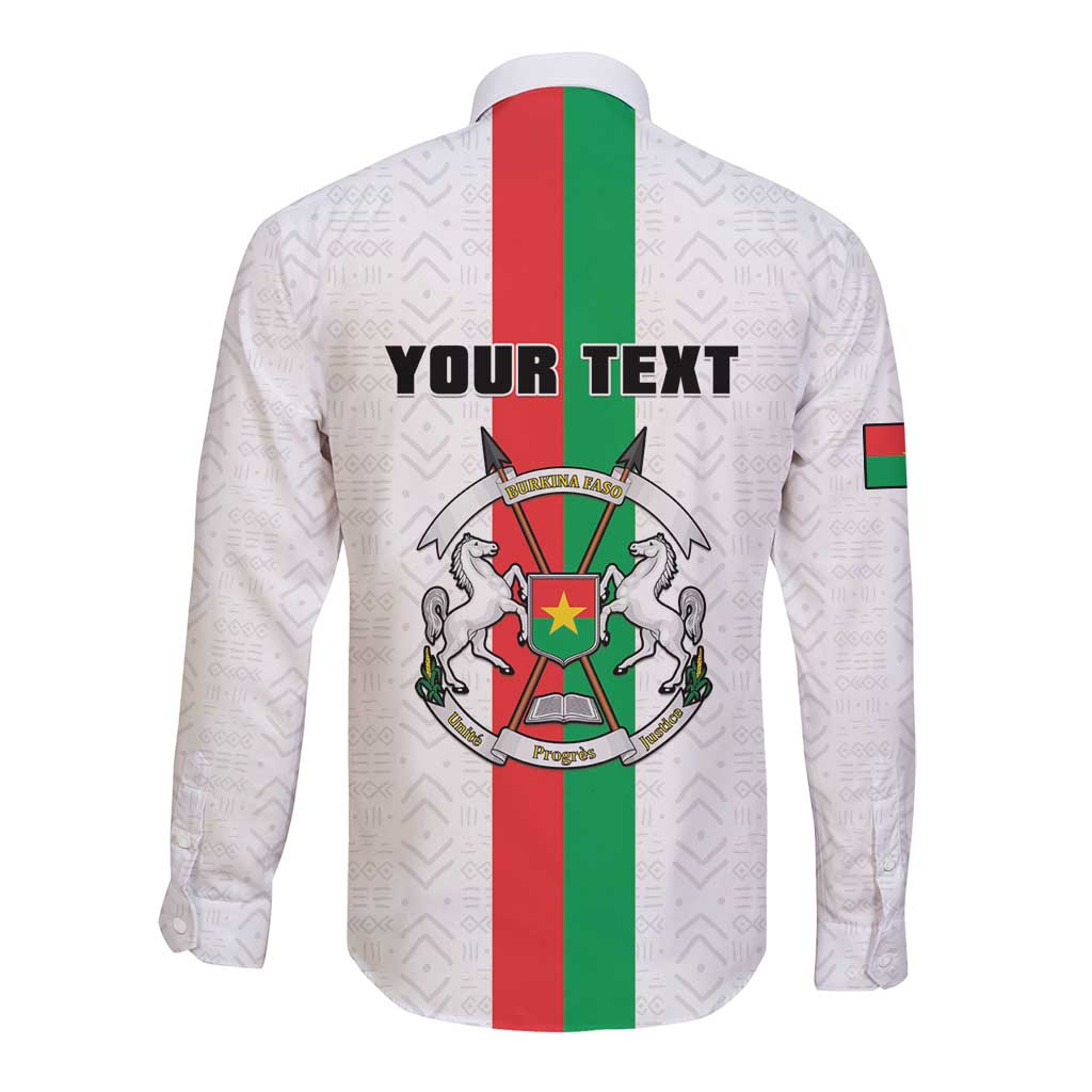 Personalized Burkina Faso Striped Long Sleeve Button Shirt African Mud Cloth Pattern - White - Wonder Print Shop