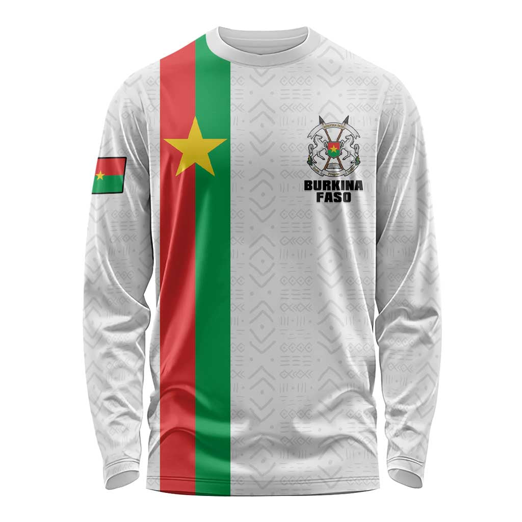 Personalized Burkina Faso Striped Long Sleeve Shirt African Mud Cloth Pattern - White - Wonder Print Shop