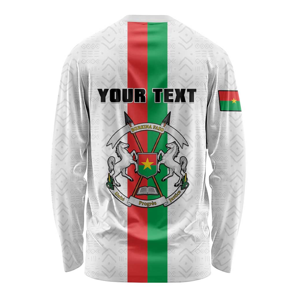 Personalized Burkina Faso Striped Long Sleeve Shirt African Mud Cloth Pattern - White - Wonder Print Shop