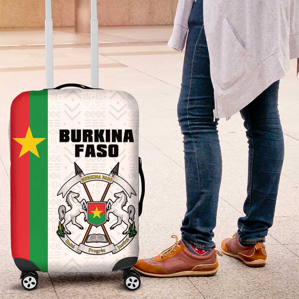 Burkina Faso Striped Luggage Cover African Mud Cloth Pattern - White - Wonder Print Shop