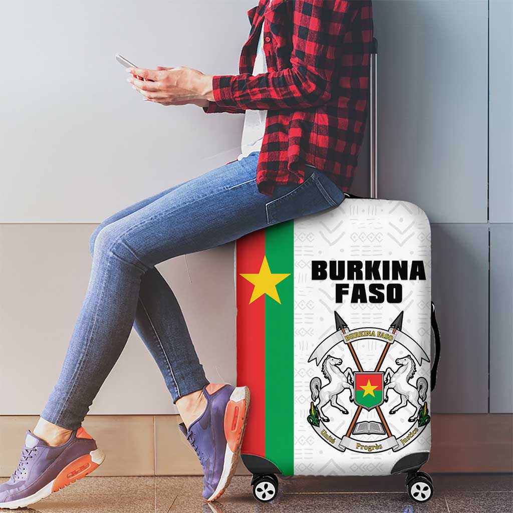 Burkina Faso Striped Luggage Cover African Mud Cloth Pattern - White - Wonder Print Shop