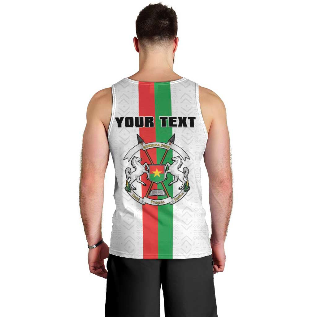 Personalized Burkina Faso Striped Men Tank Top African Mud Cloth Pattern - White - Wonder Print Shop