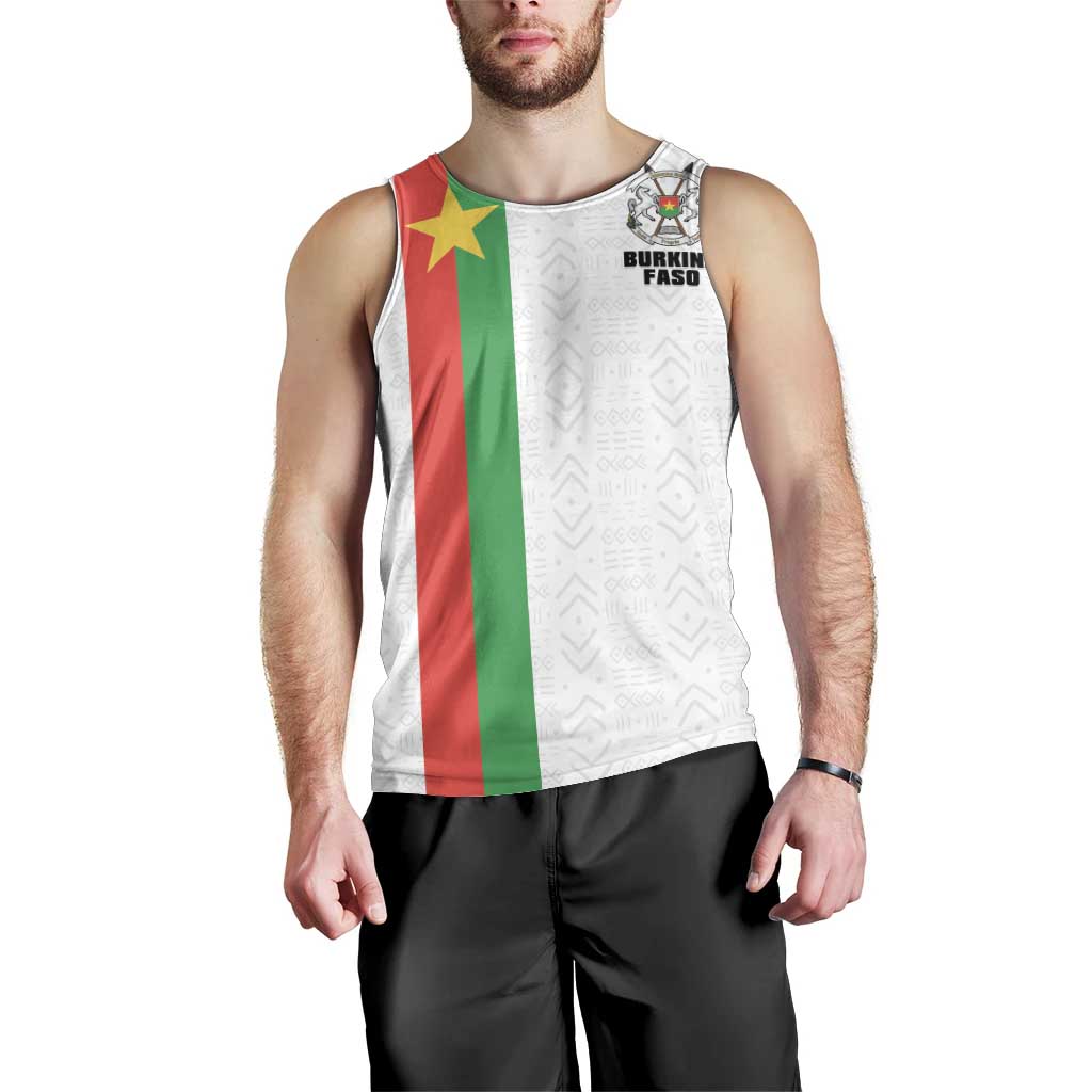 Personalized Burkina Faso Striped Men Tank Top African Mud Cloth Pattern - White - Wonder Print Shop