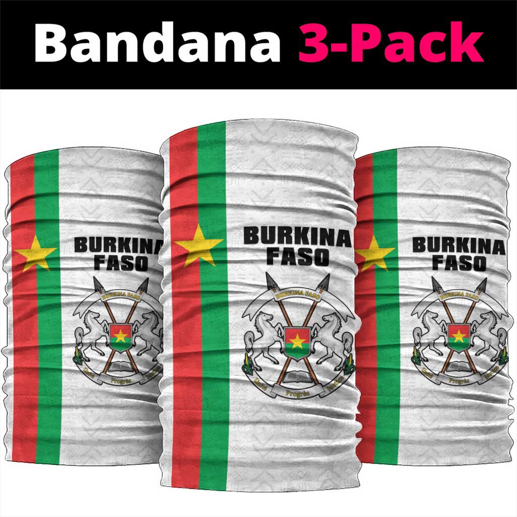 Burkina Faso Striped Neck Gaiter African Mud Cloth Pattern - White - Wonder Print Shop