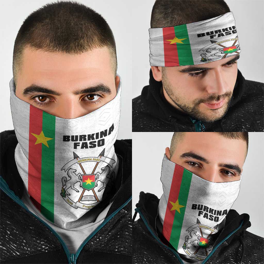 Burkina Faso Striped Neck Gaiter African Mud Cloth Pattern - White - Wonder Print Shop