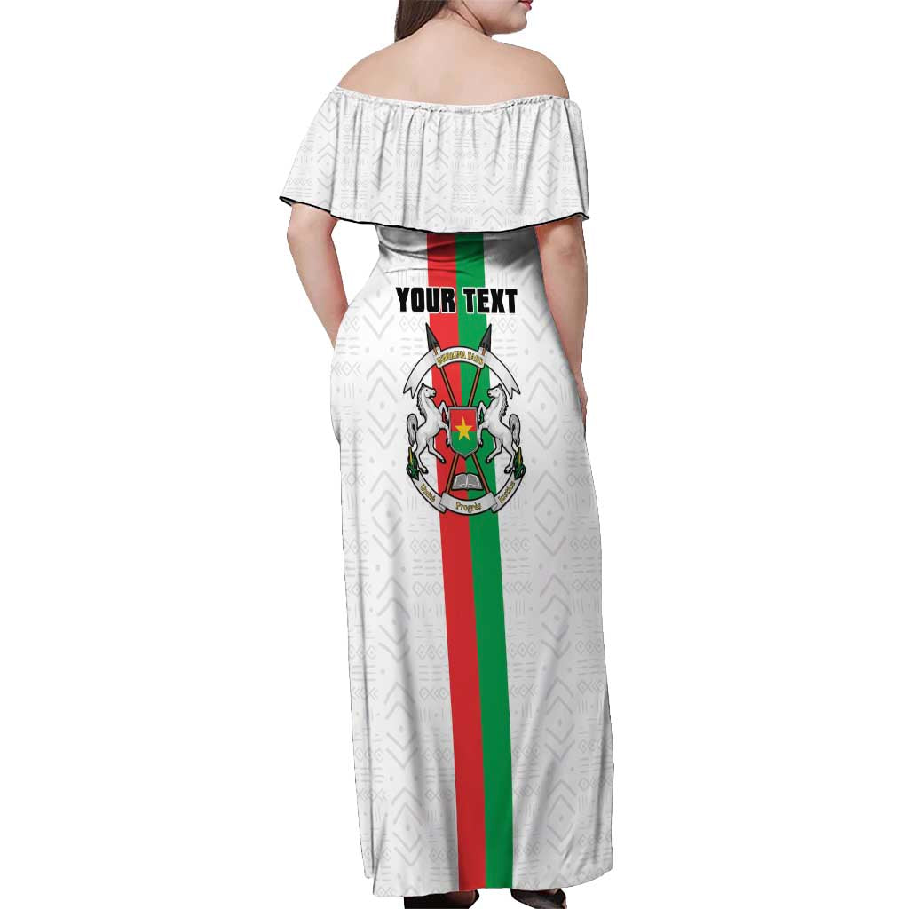 Personalized Burkina Faso Striped Off Shoulder Maxi Dress African Mud Cloth Pattern - White - Wonder Print Shop