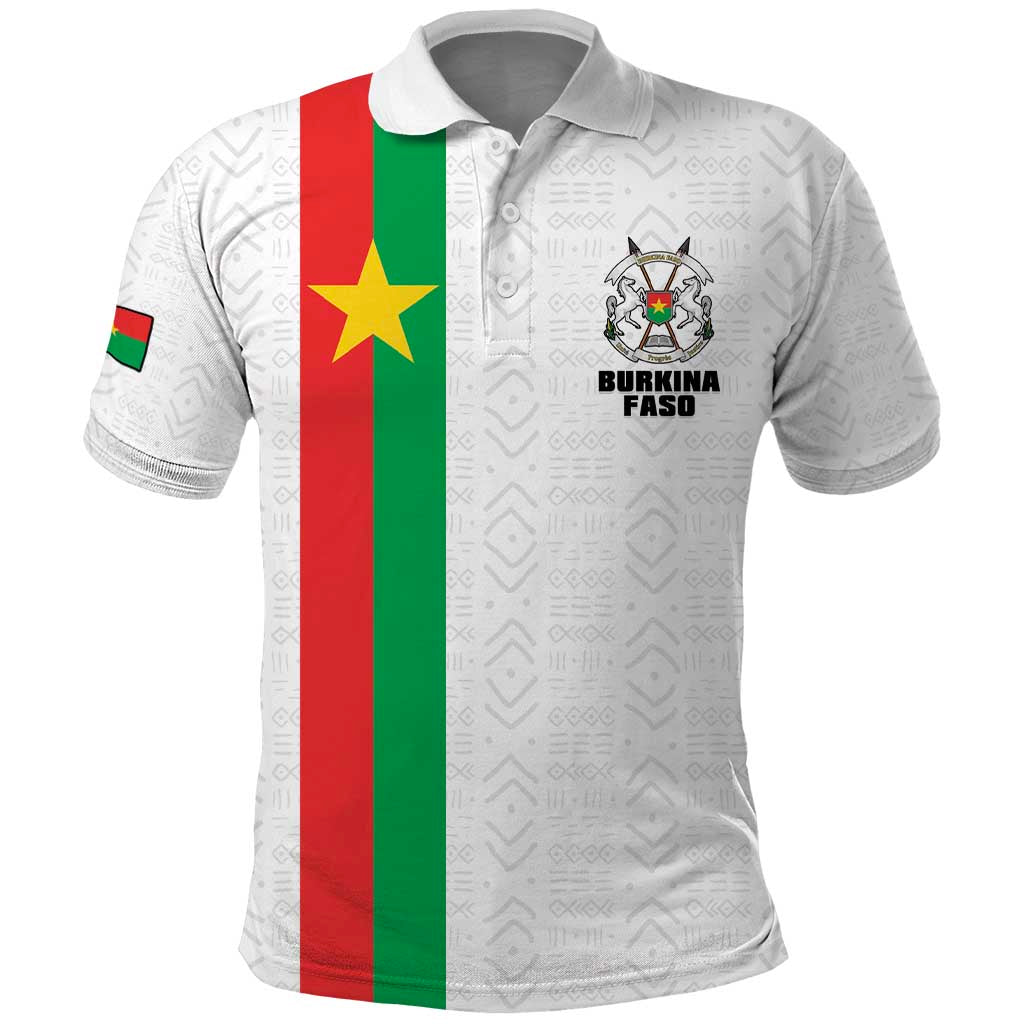 Personalized Burkina Faso Striped Polo Shirt African Mud Cloth Pattern - White - Wonder Print Shop