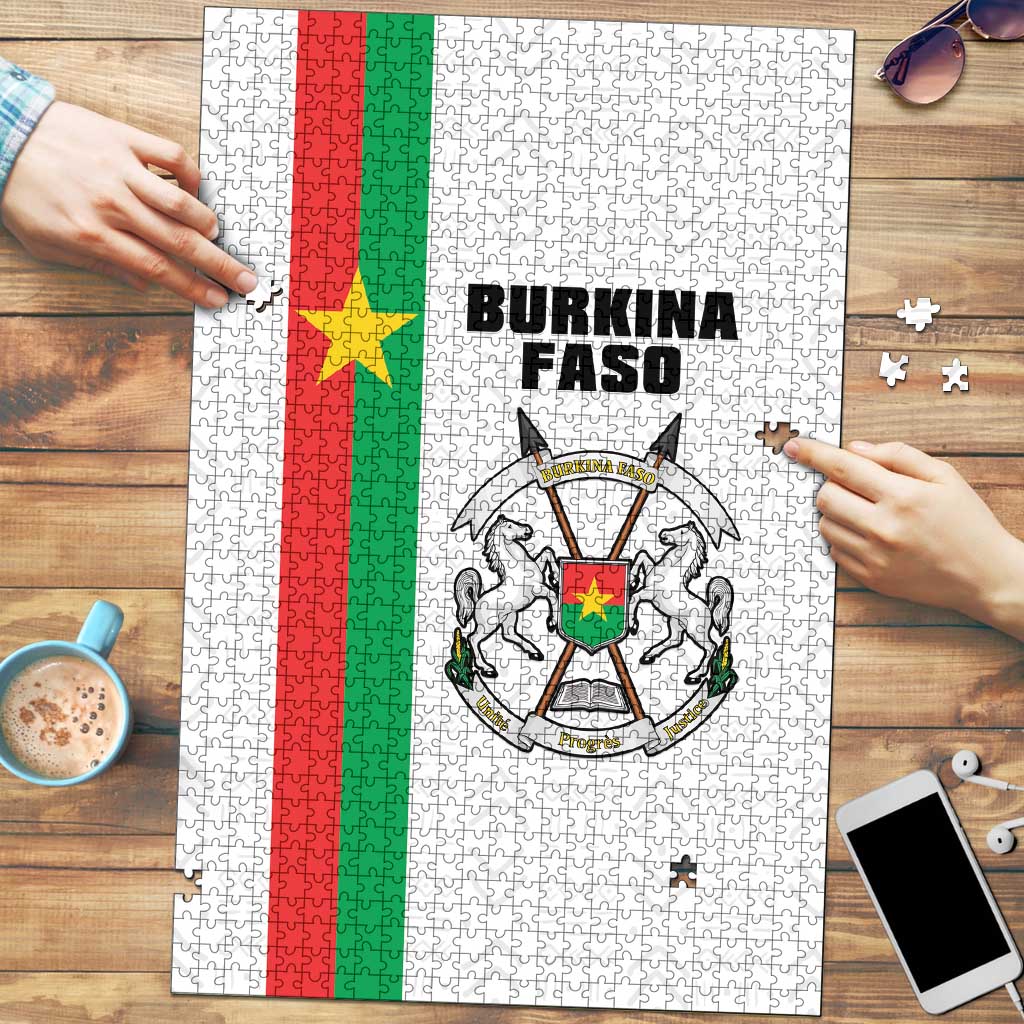 Burkina Faso Striped Puzzle African Mud Cloth Pattern - White - Wonder Print Shop