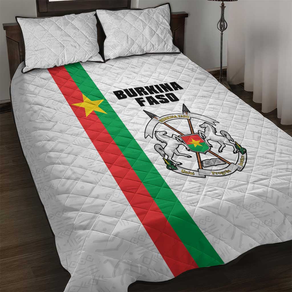 Burkina Faso Striped Quilt Bed Set African Mud Cloth Pattern - White - Wonder Print Shop