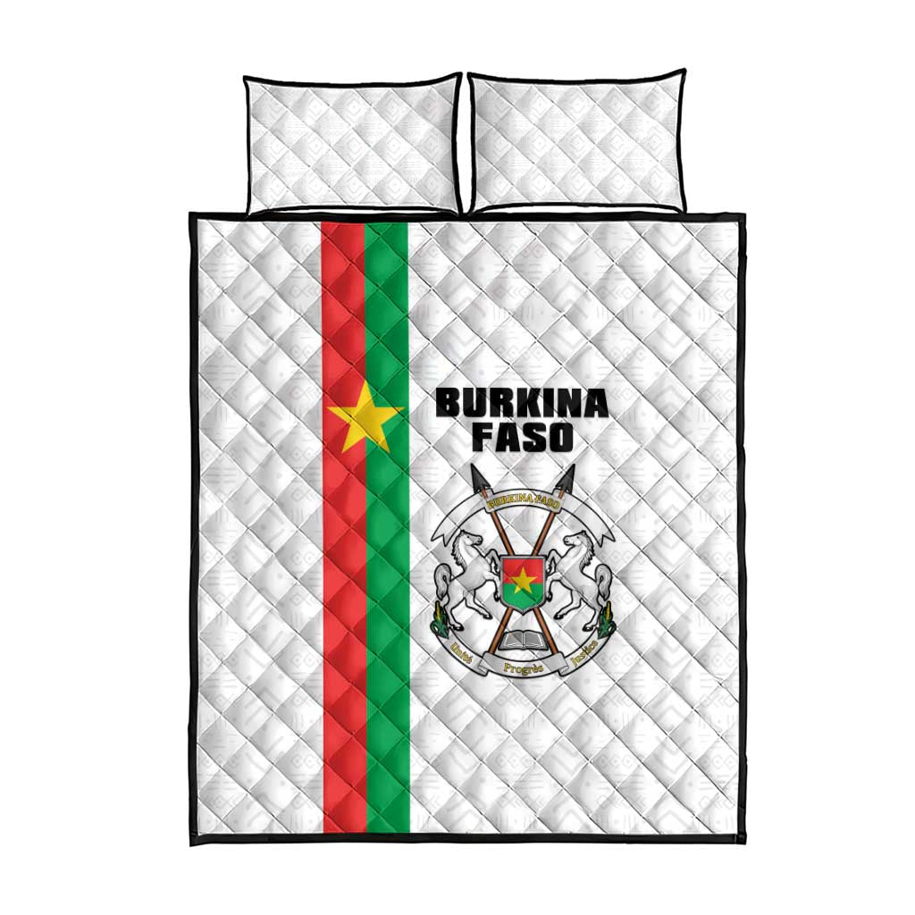 Burkina Faso Striped Quilt Bed Set African Mud Cloth Pattern - White - Wonder Print Shop