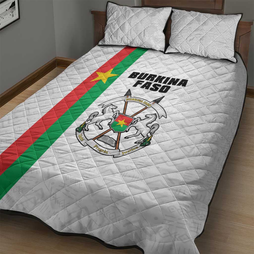 Burkina Faso Striped Quilt Bed Set African Mud Cloth Pattern - White - Wonder Print Shop