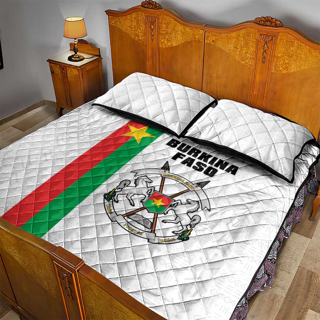 Burkina Faso Striped Quilt Bed Set African Mud Cloth Pattern - White - Wonder Print Shop