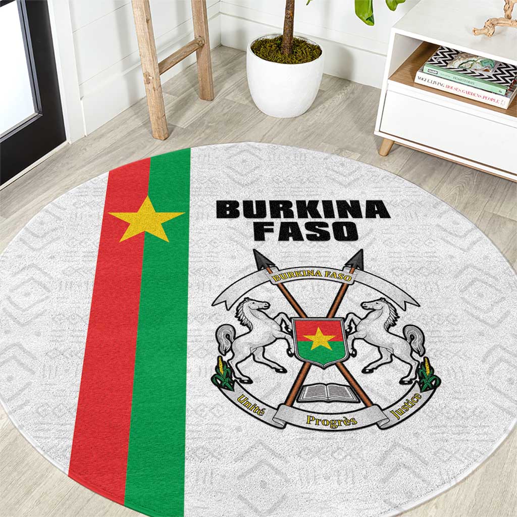 Burkina Faso Striped Round Carpet African Mud Cloth Pattern - White - Wonder Print Shop